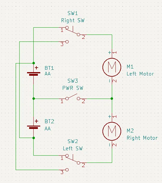 Schematic capture of the Beetle's motor-reversing bump circuit