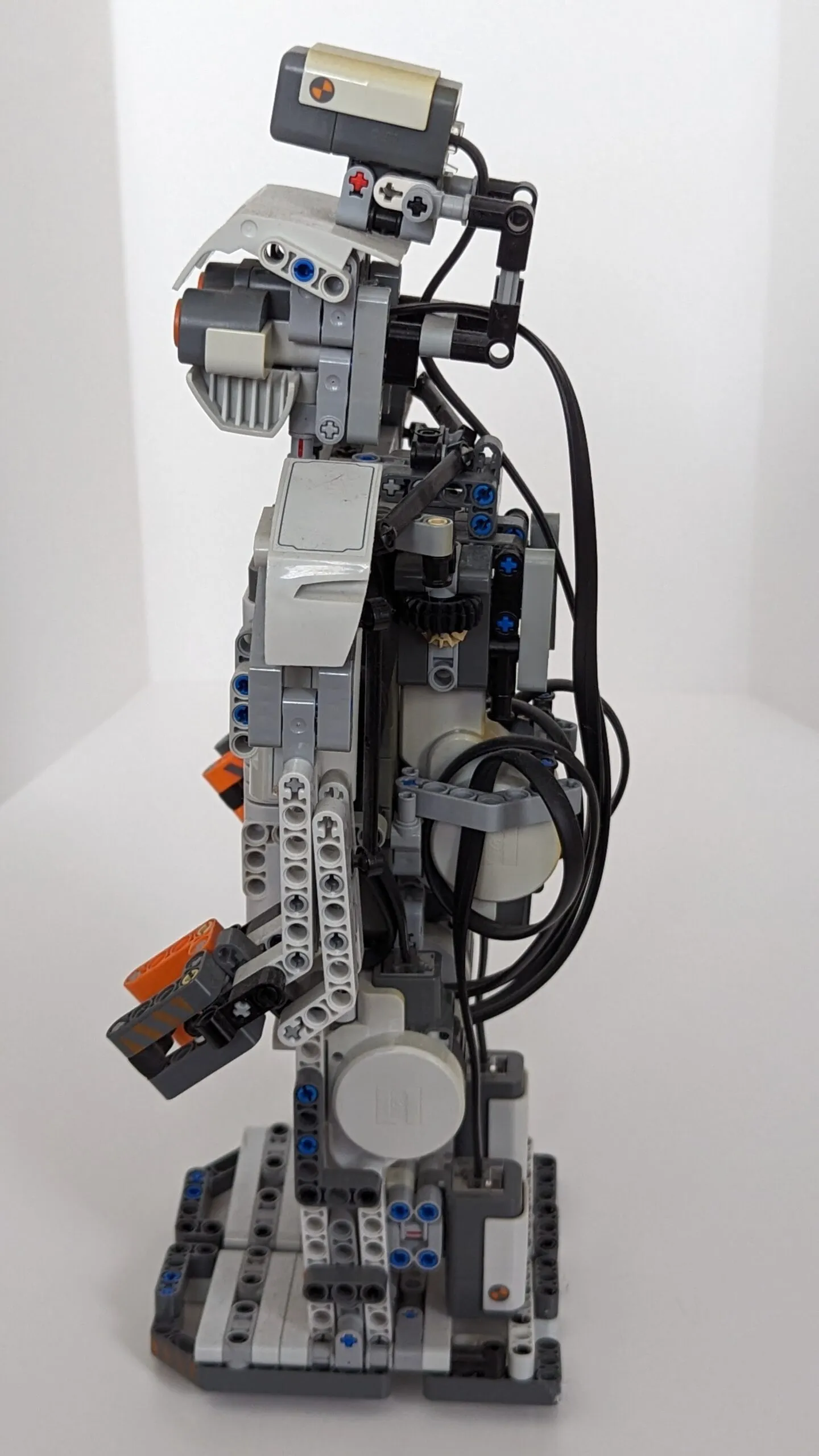 Beta Rex in profile: sensor head craned forward, claw hand at rest