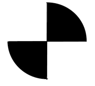 The printed encoder disc: two opposing black quadrants read by the wheel sensor