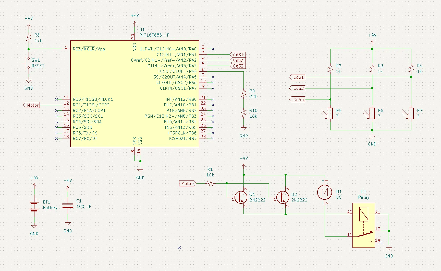 Schematic capture of the spinbot's drive and sensing circuit